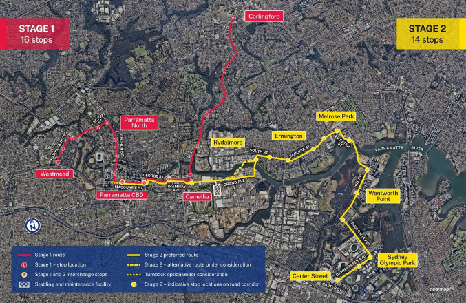 Parramatta Light Rail proposed route
