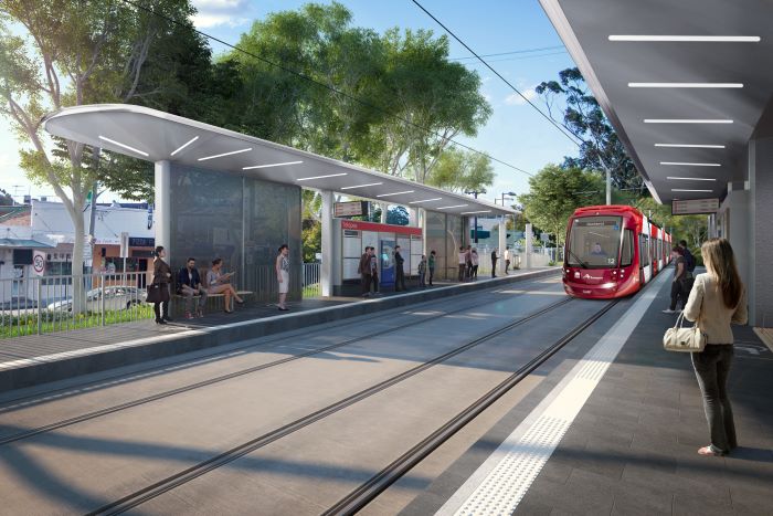 Render of Parramatta Light Rail Stages one and two