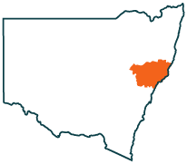 A map of New South Wales highlighting the Hunter region.