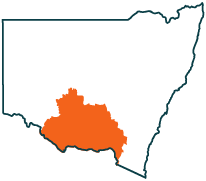 A map of New South Wales highlighting the Riverina Murray region.